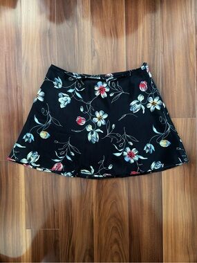 Vintage Black Floral Mini Skirt